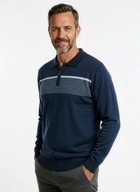 Mens Quarter Zip Long Sleeve Polo 