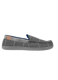 Brown Tweed Textile Moccasin Style Slipp 