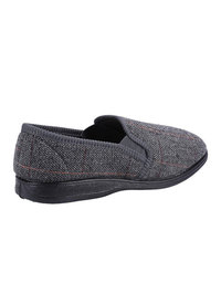 Navy Herringbone Textile Slippers Navy Herringbone Textile Slippers