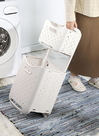 Multi Use 2 Tier Laundry Pull Basket With Wheel
