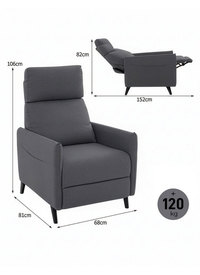 Push-Back Linen Recliner Armchair
