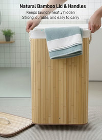 Laundry Basket with Lid | Bamboo Collapsible