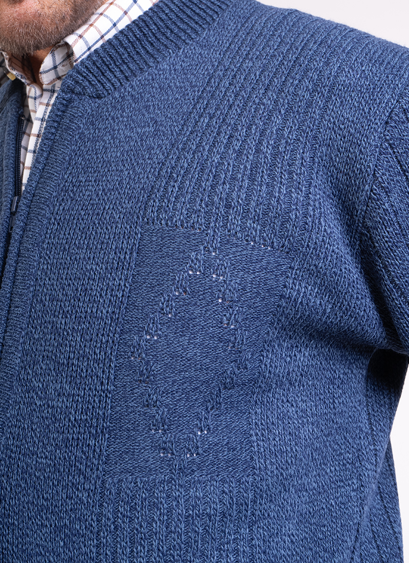 Zip Core Design Men's Diamond Design Full Zip Cardigan - Diamond Pattern Knit | Jolliman