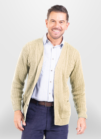 SOFT TOUCH CABLE KNIT BUTTON CARDIGAN 
