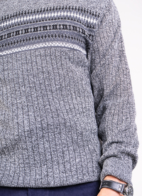 Ribbed Crewneck Jumper with Pattern Deta 