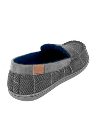 Brown Tweed Textile Moccasin Style Slipp 