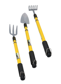 Set of 3 Telescopic Handle Rake, Trowel & Fork